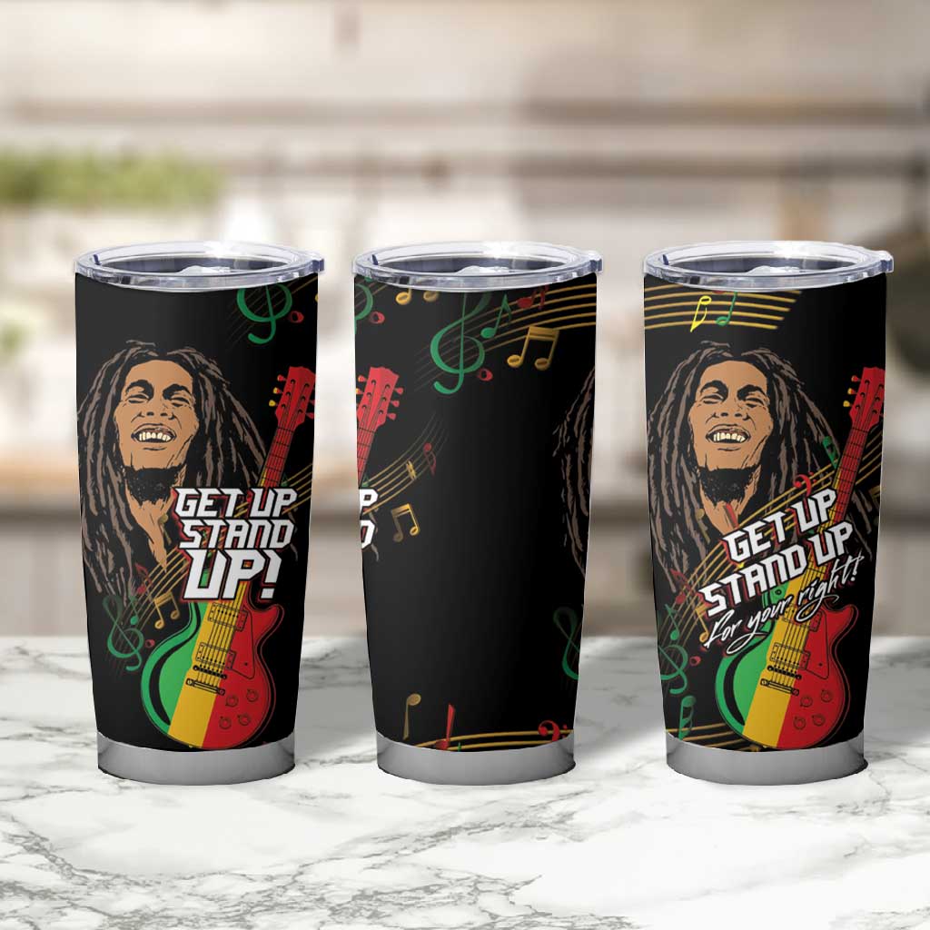 Legend Bob Get Up Stand Up Tumbler Cup Black Jamaican Reggae Multicolored LT9