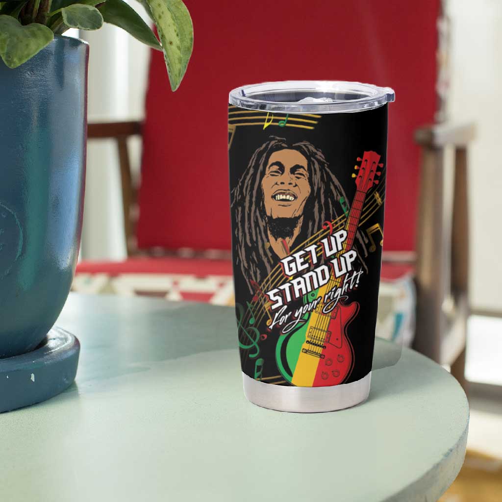 Legend Bob Get Up Stand Up Tumbler Cup Black Jamaican Reggae Multicolored LT9