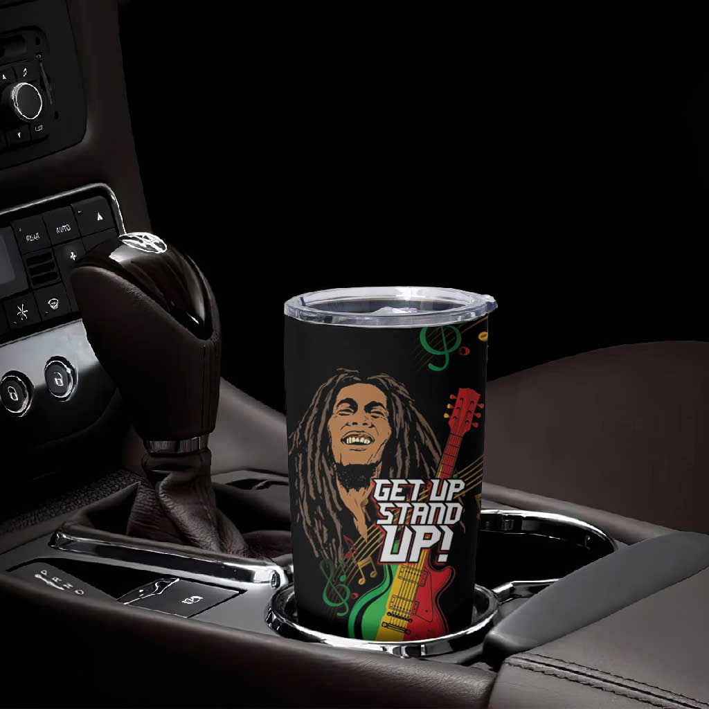 Legend Bob Get Up Stand Up Tumbler Cup Black Jamaican Reggae Multicolored LT9