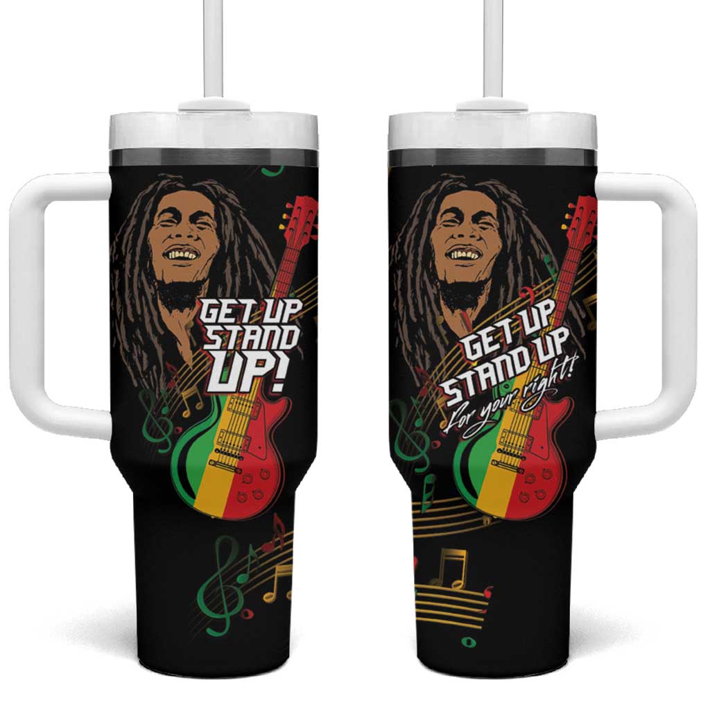Legend Bob Get Up Stand Up Tumbler With Handle Black Jamaican Reggae Multicolored LT9
