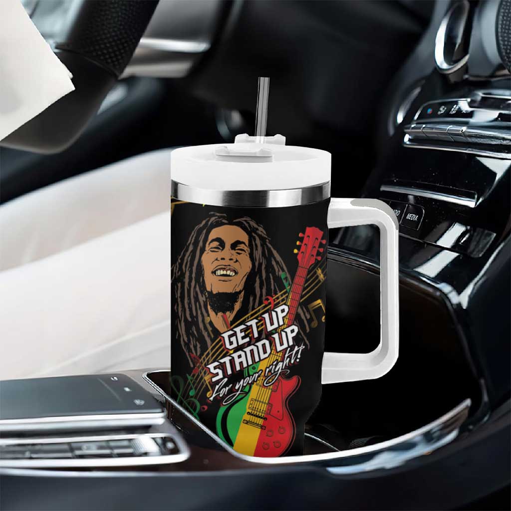 Legend Bob Get Up Stand Up Tumbler With Handle Black Jamaican Reggae Multicolored LT9