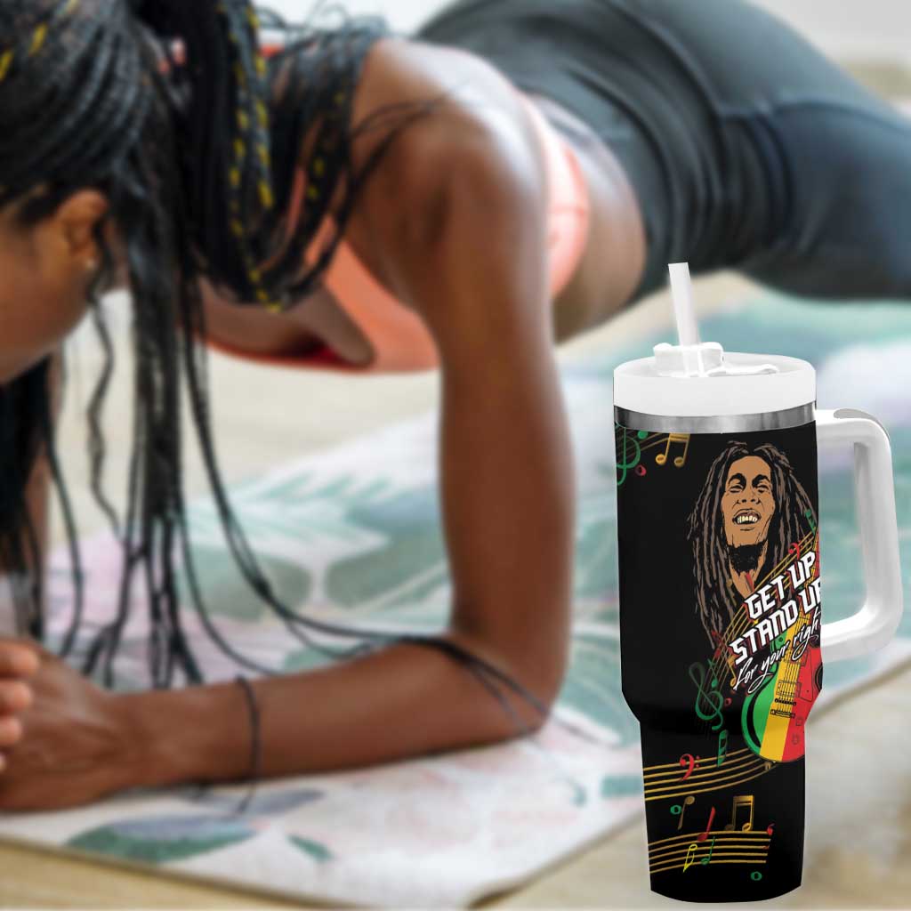 Legend Bob Get Up Stand Up Tumbler With Handle Black Jamaican Reggae Multicolored LT9