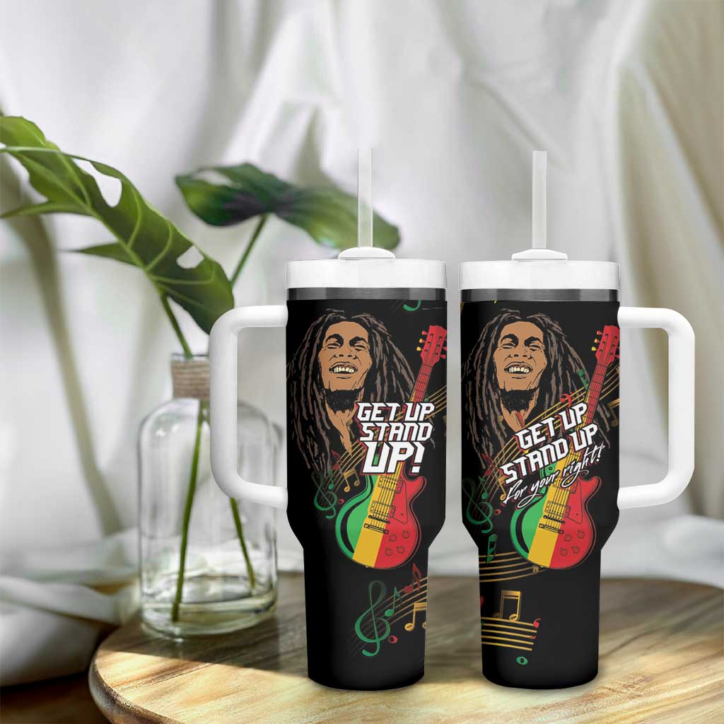 Legend Bob Get Up Stand Up Tumbler With Handle Black Jamaican Reggae Multicolored LT9