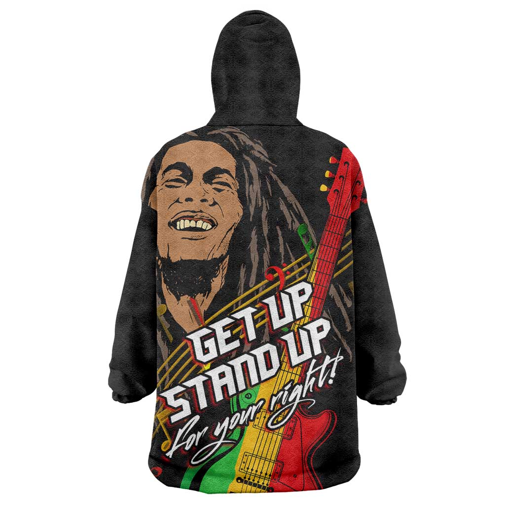 Legend Bob Get Up Stand Up Wearable Blanket Hoodie Black Jamaican Reggae Multicolored LT9