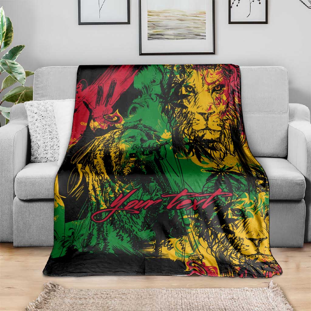 Rastafarian Lion Legend Bob Blanket Black Jamaican Reggae Festival Sketch Portrait LT9
