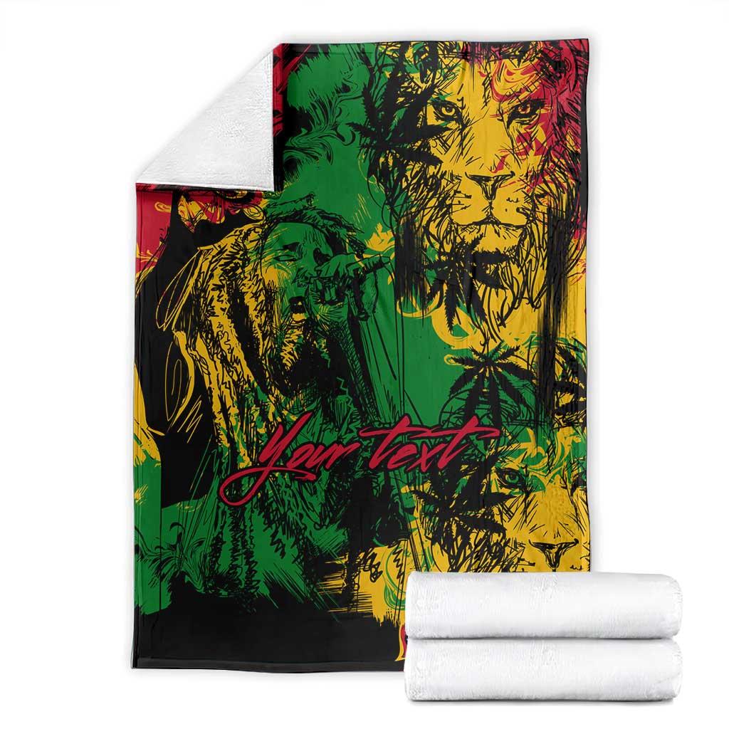 Rastafarian Lion Legend Bob Blanket Black Jamaican Reggae Festival Sketch Portrait LT9