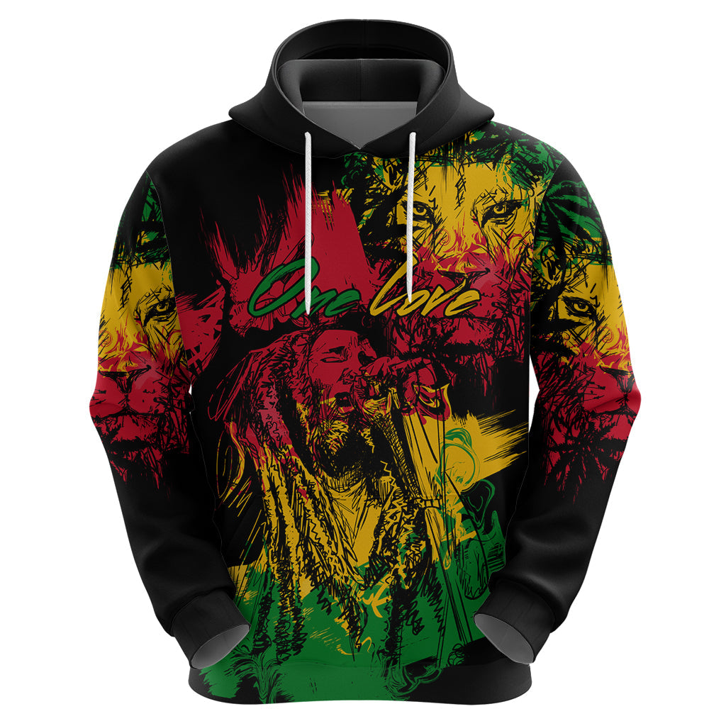 Rastafarian Lion Legend Bob Hoodie Reggae Festival Sketch Portrait LT9