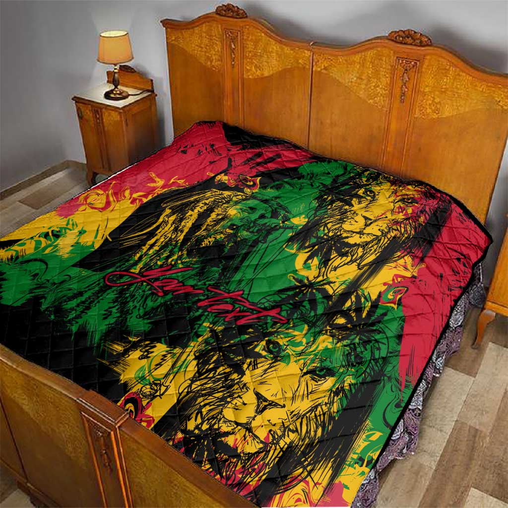 Rastafarian Lion Legend Bob Quilt Black Jamaican Reggae Festival Sketch Portrait LT9