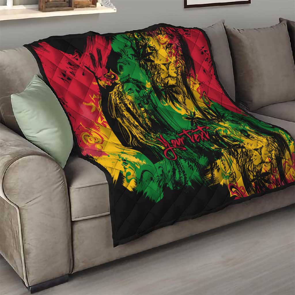 Rastafarian Lion Legend Bob Quilt Black Jamaican Reggae Festival Sketch Portrait LT9