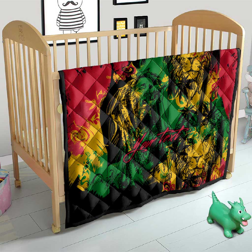 Rastafarian Lion Legend Bob Quilt Black Jamaican Reggae Festival Sketch Portrait LT9