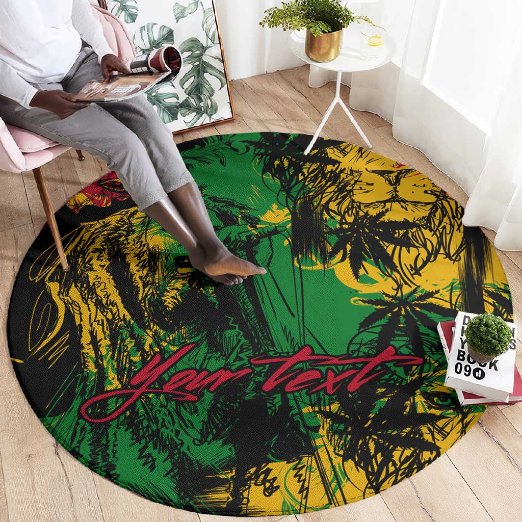 Rastafarian Lion Legend Bob Round Carpet Black Jamaican Reggae Festival Sketch Portrait LT9