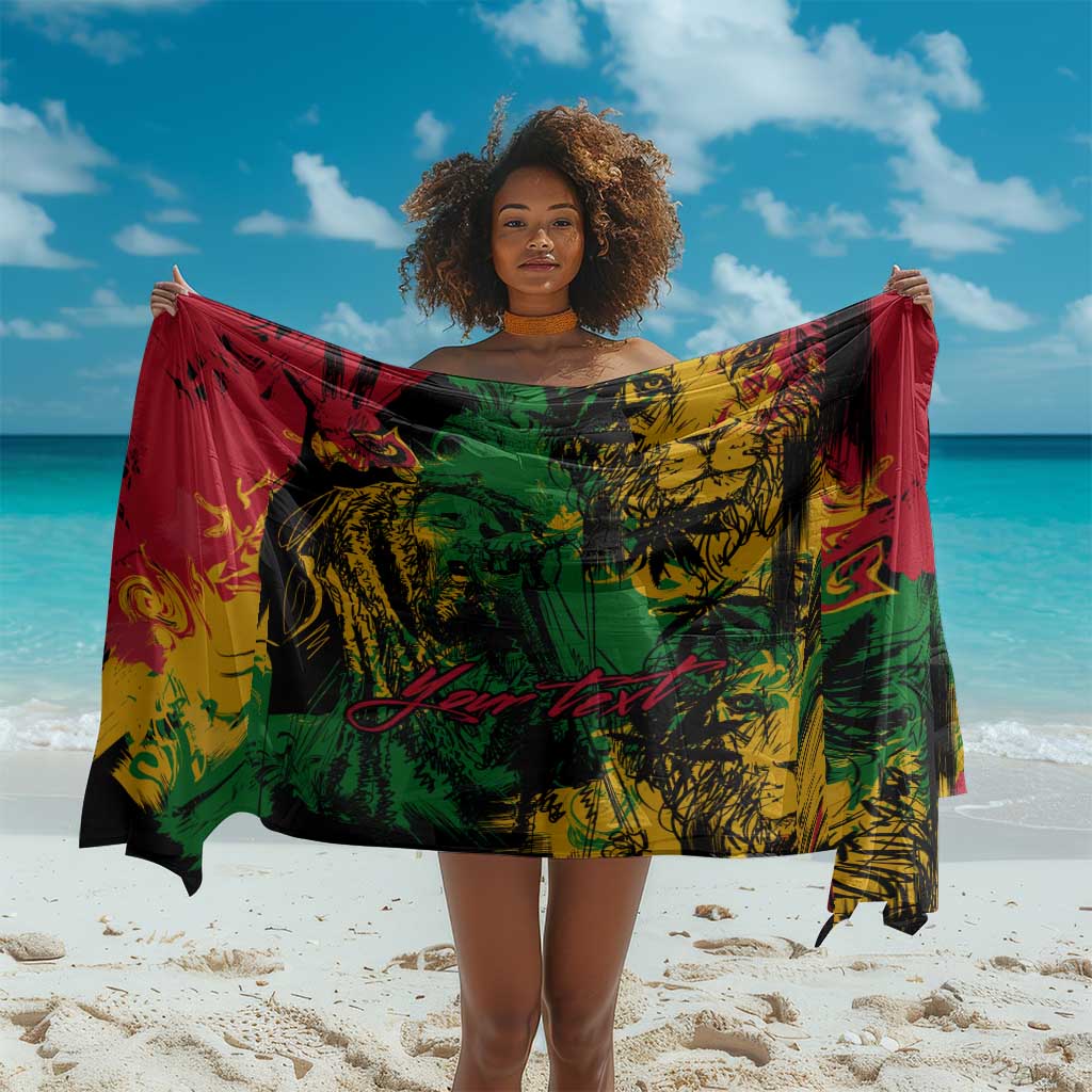 Rastafarian Lion Legend Bob Sarong Black Jamaican Reggae Festival Sketch Portrait LT9