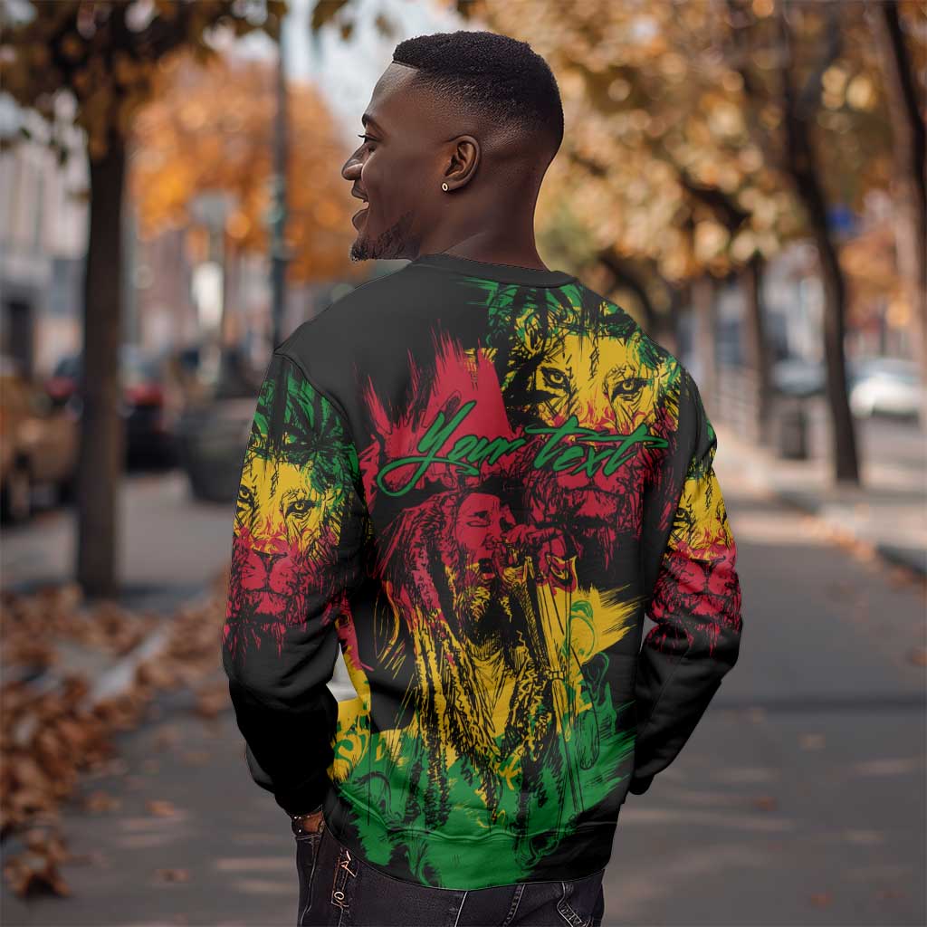 Rastafarian Lion Legend Bob Sweatshirt Black Jamaican Reggae Festival Sketch Portrait LT9