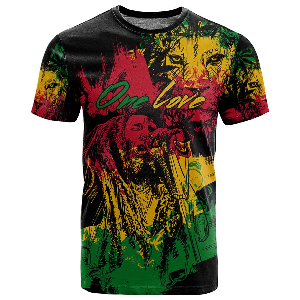 Rastafarian Lion Legend Bob T shirt Black Jamaican Reggae Festival Sketch Portrait LT9
