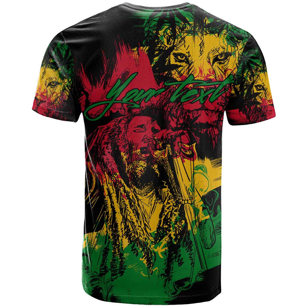 Rastafarian Lion Legend Bob T shirt Black Jamaican Reggae Festival Sketch Portrait LT9