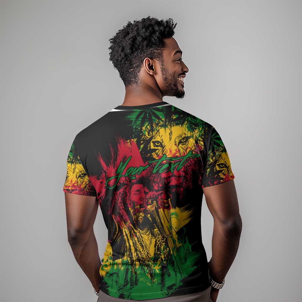 Rastafarian Lion Legend Bob T shirt Black Jamaican Reggae Festival Sketch Portrait LT9