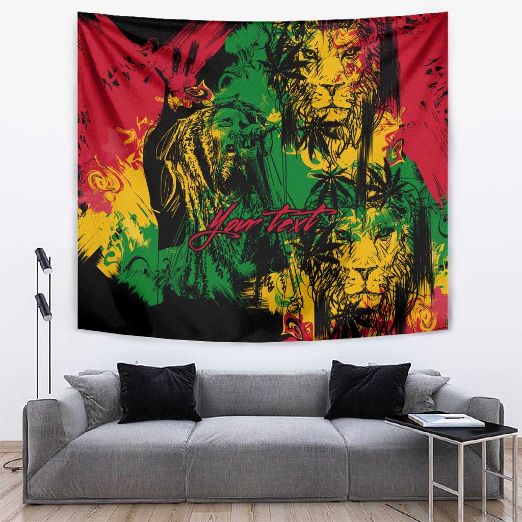 Rastafarian Lion Legend Bob Tapestry Black Jamaican Reggae Festival Sketch Portrait LT9