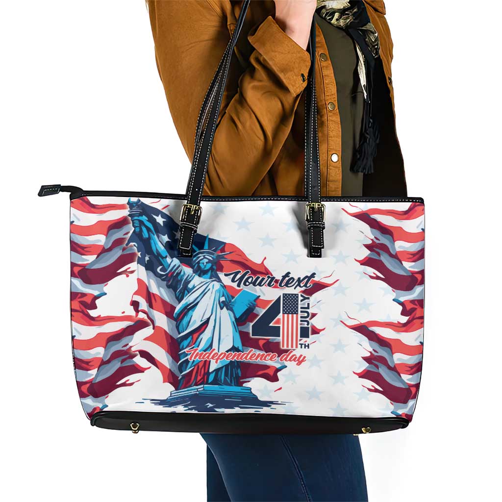 Personalized United States Independence Day Leather Tote Bag Statue of Liberty Happy 4th Of July LT9