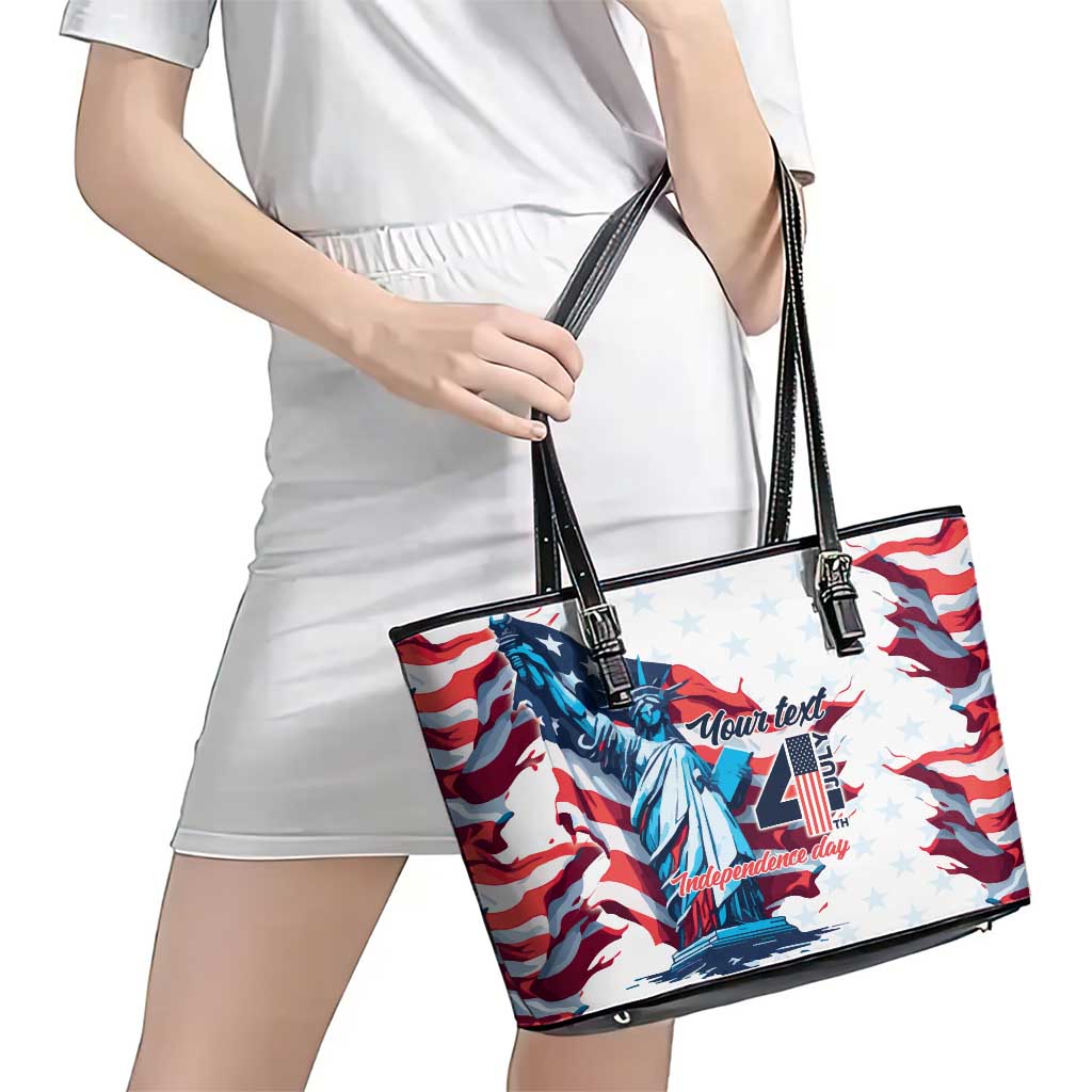 Personalized United States Independence Day Leather Tote Bag Statue of Liberty Happy 4th Of July LT9