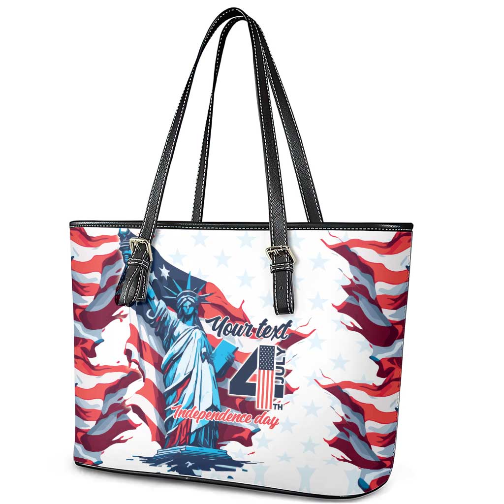 Personalized United States Independence Day Leather Tote Bag Statue of Liberty Happy 4th Of July LT9