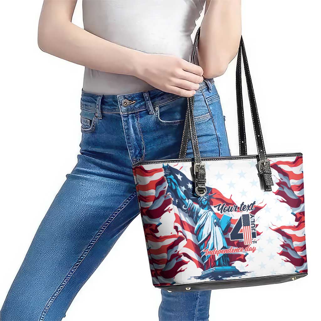Personalized United States Independence Day Leather Tote Bag Statue of Liberty Happy 4th Of July LT9