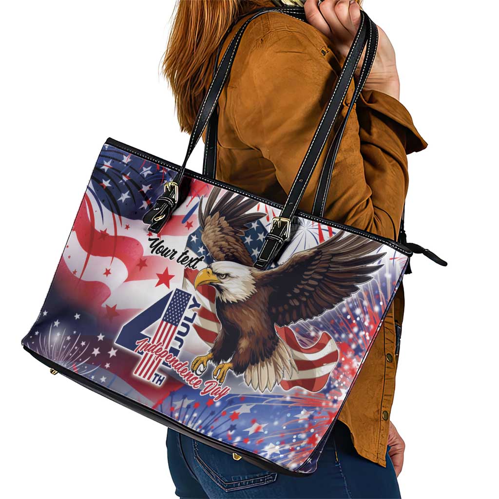 Personalized American Eagles 4th of July Leather Tote Bag USA Independence Day LT9