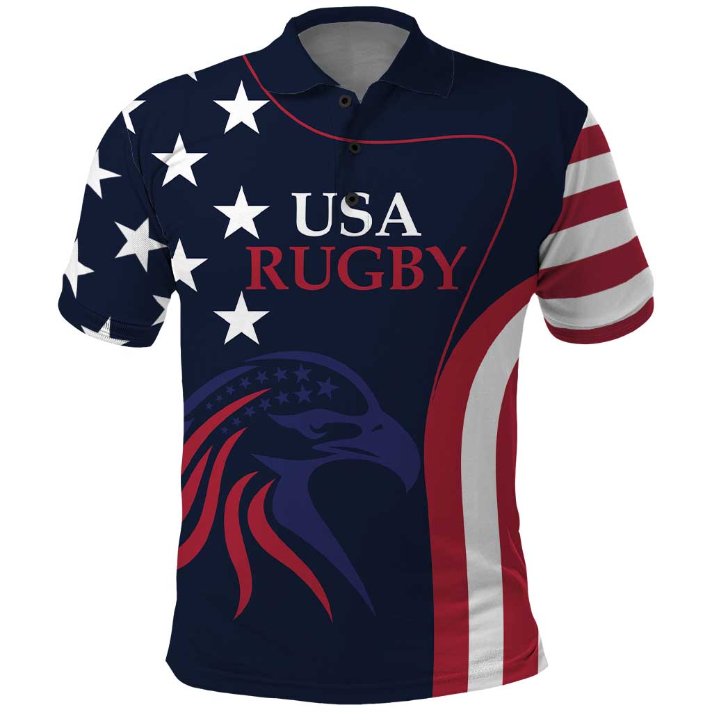 Custom USA Rugby Polo Shirt The Eagles Summer Paris 2024 LT9