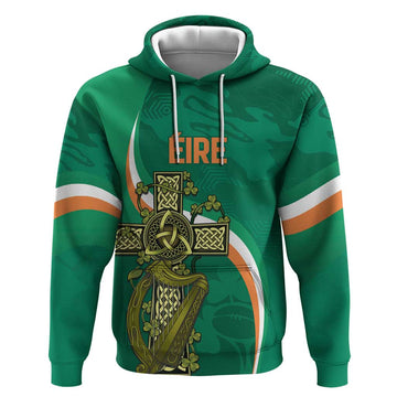 Custom Ireland Rugby Hoodie Green Celtic Knot Summer Paris 2024 LT9