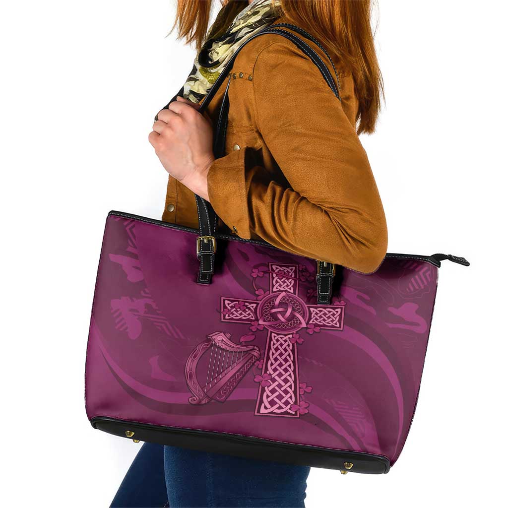 Ireland Rugby Leather Tote Bag Maroon Celtic Knot Summer Paris 2024 LT9