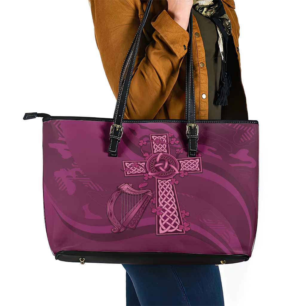 Ireland Rugby Leather Tote Bag Maroon Celtic Knot Summer Paris 2024 LT9