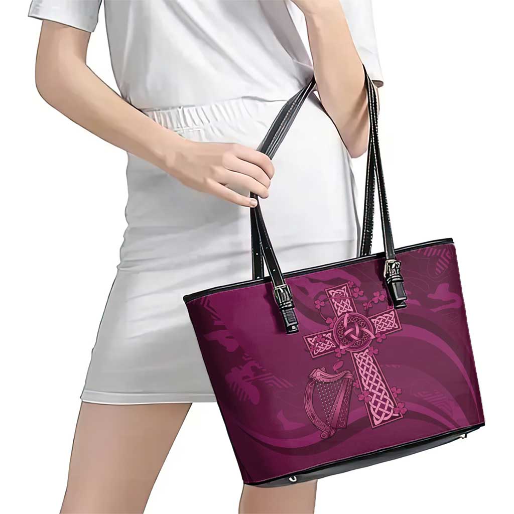 Ireland Rugby Leather Tote Bag Maroon Celtic Knot Summer Paris 2024 LT9