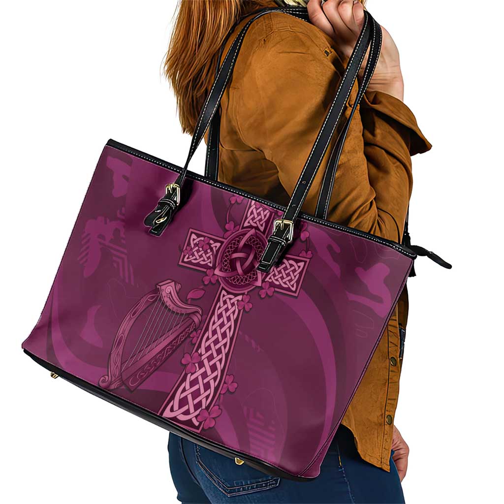 Ireland Rugby Leather Tote Bag Maroon Celtic Knot Summer Paris 2024 LT9