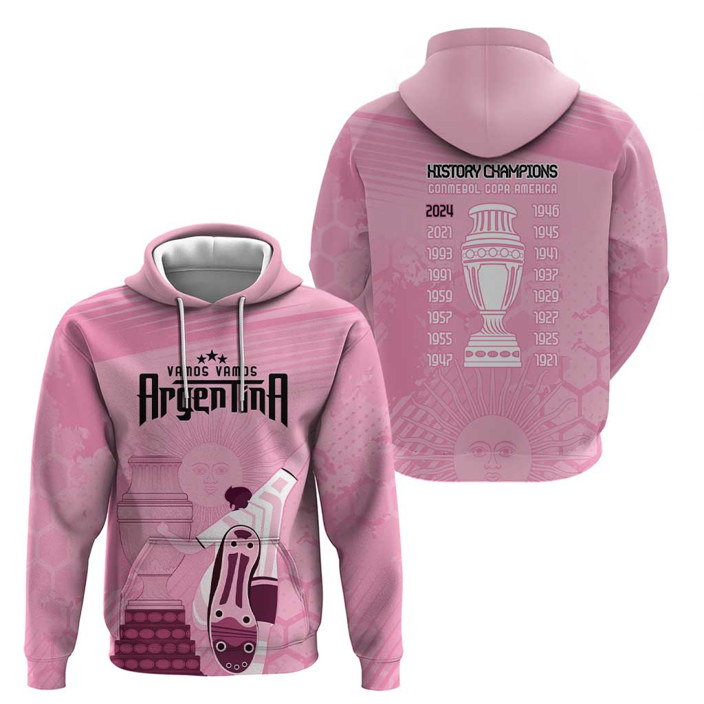 Argentina Football Hoodie Campeones De la Historia - Pink Style LT9