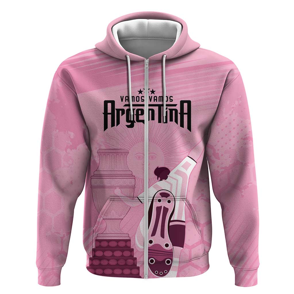 Argentina Football Hoodie Campeones De la Historia - Pink Style LT9