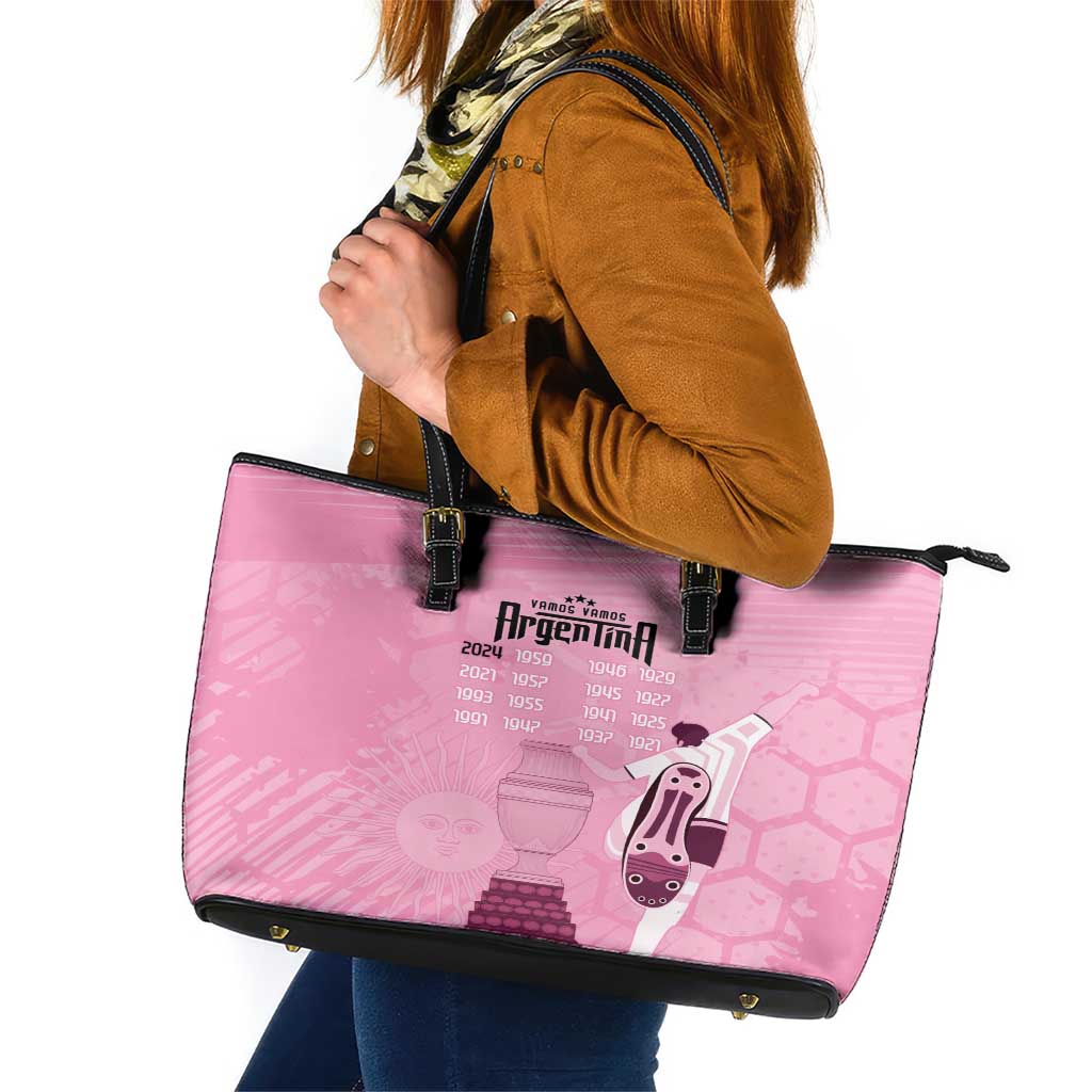 Argentina Football Leather Tote Bag Campeones De la Historia - Pink Style LT9