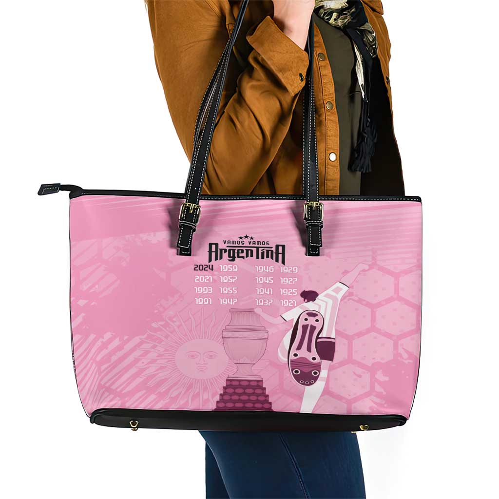 Argentina Football Leather Tote Bag Campeones De la Historia - Pink Style LT9