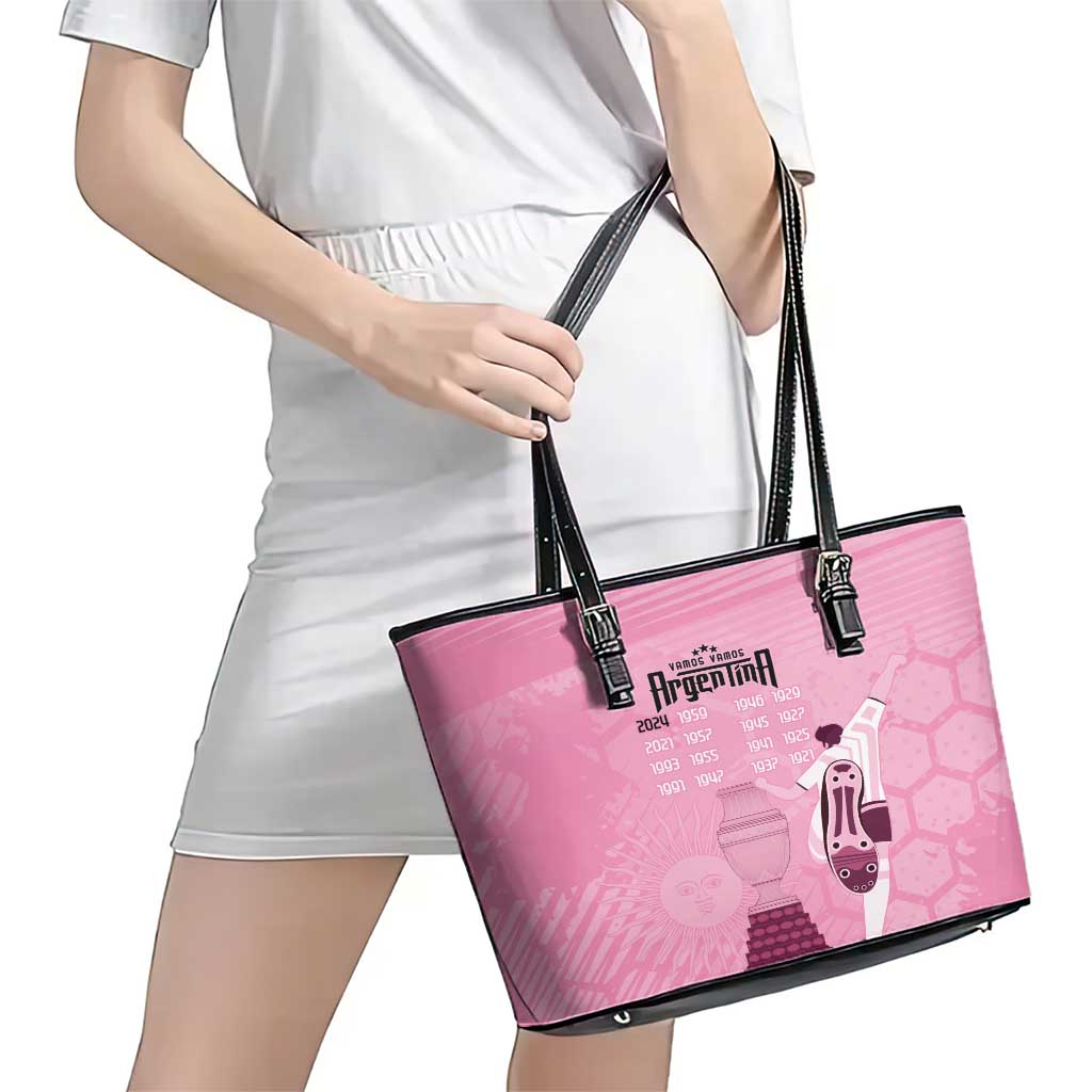 Argentina Football Leather Tote Bag Campeones De la Historia - Pink Style LT9