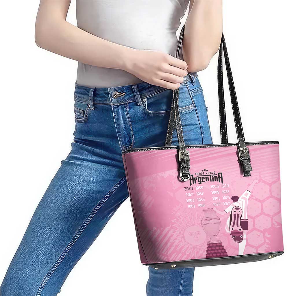 Argentina Football Leather Tote Bag Campeones De la Historia - Pink Style LT9