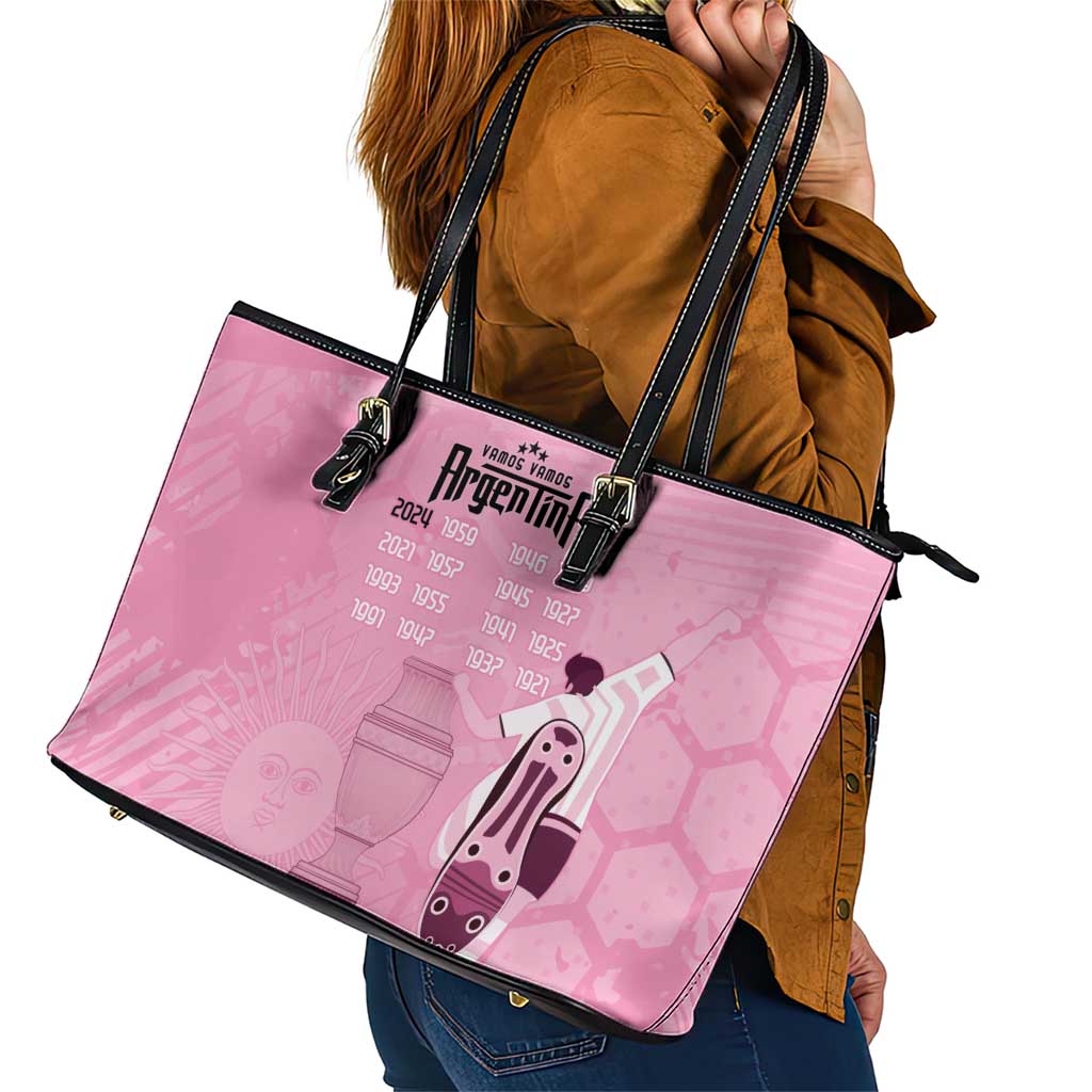Argentina Football Leather Tote Bag Campeones De la Historia - Pink Style LT9