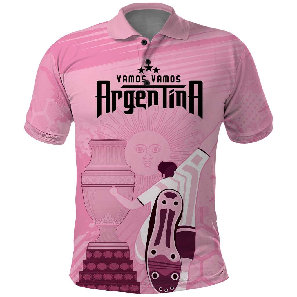 Argentina Football Polo Shirt Campeones De la Historia - Pink Style LT9