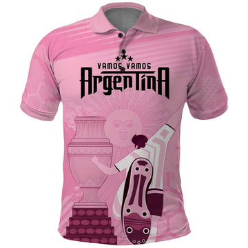 Argentina Football Polo Shirt Campeones De la Historia - Pink Style LT9