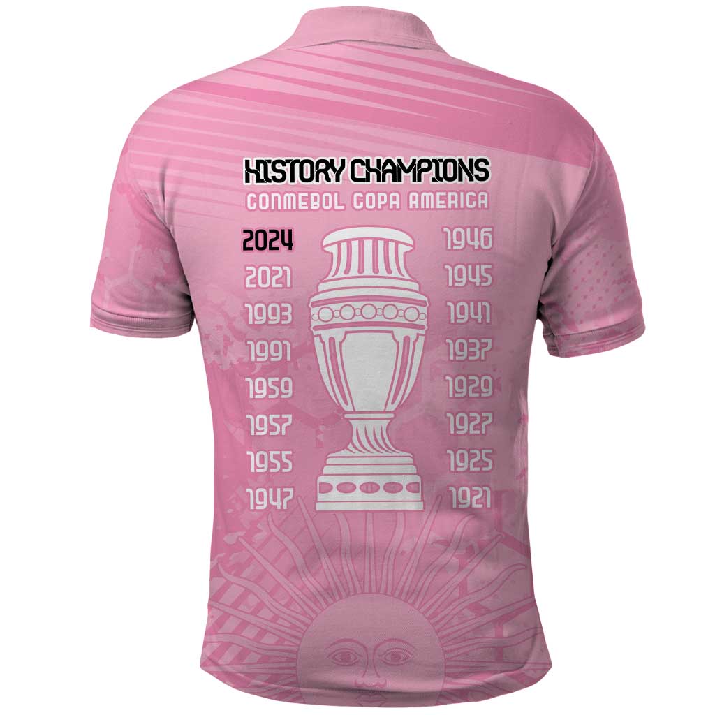 Argentina Football Polo Shirt Campeones De la Historia - Pink Style LT9