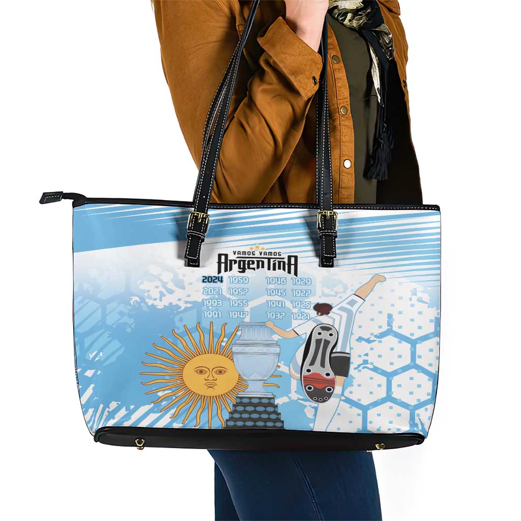 Argentina Football Leather Tote Bag Campeones De la Historia - Blue Style LT9