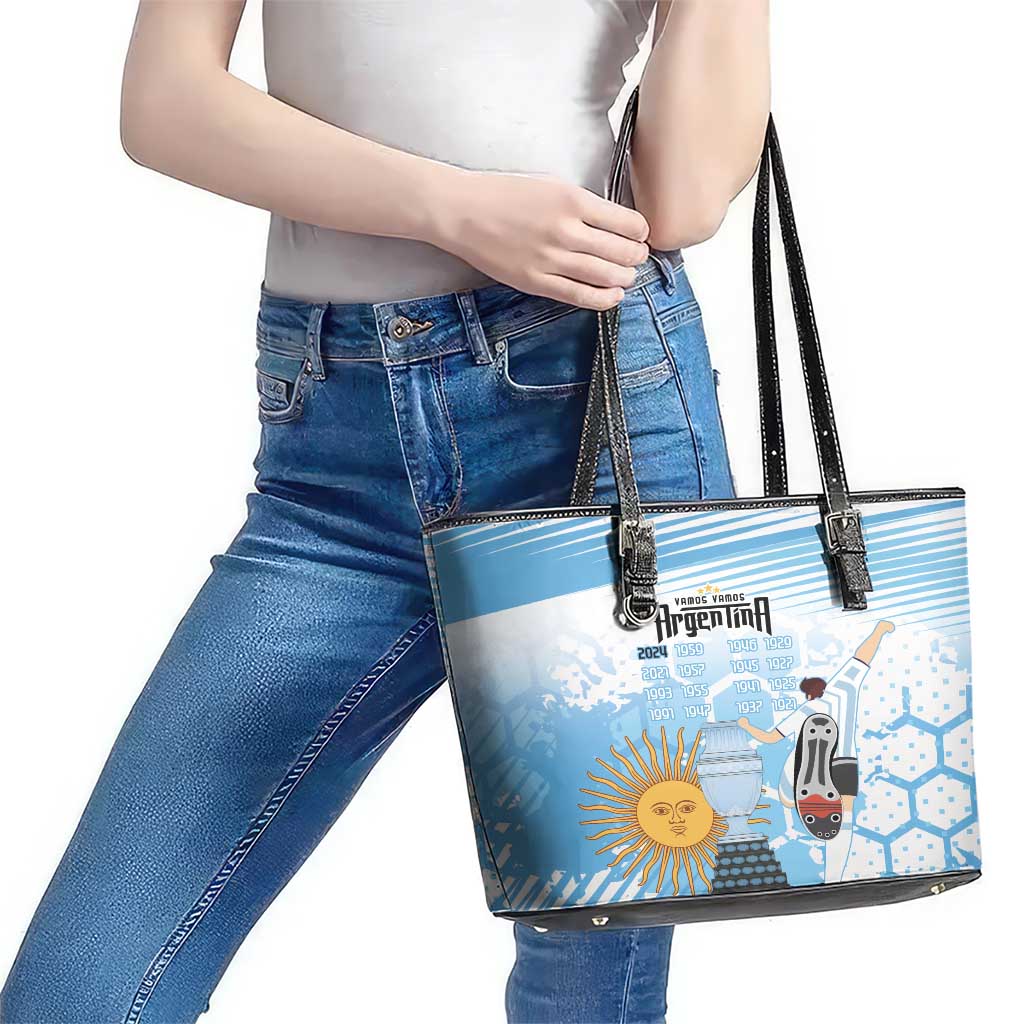 Argentina Football Leather Tote Bag Campeones De la Historia - Blue Style LT9