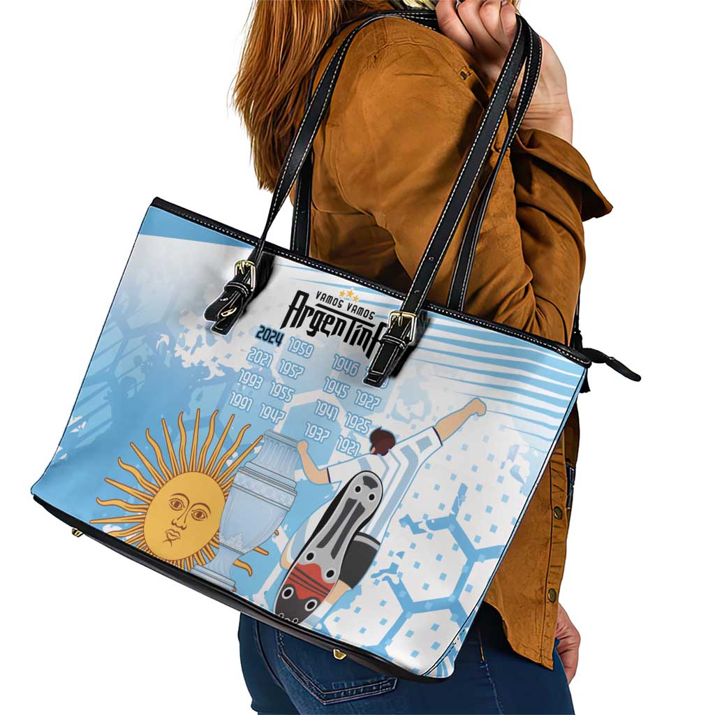 Argentina Football Leather Tote Bag Campeones De la Historia - Blue Style LT9