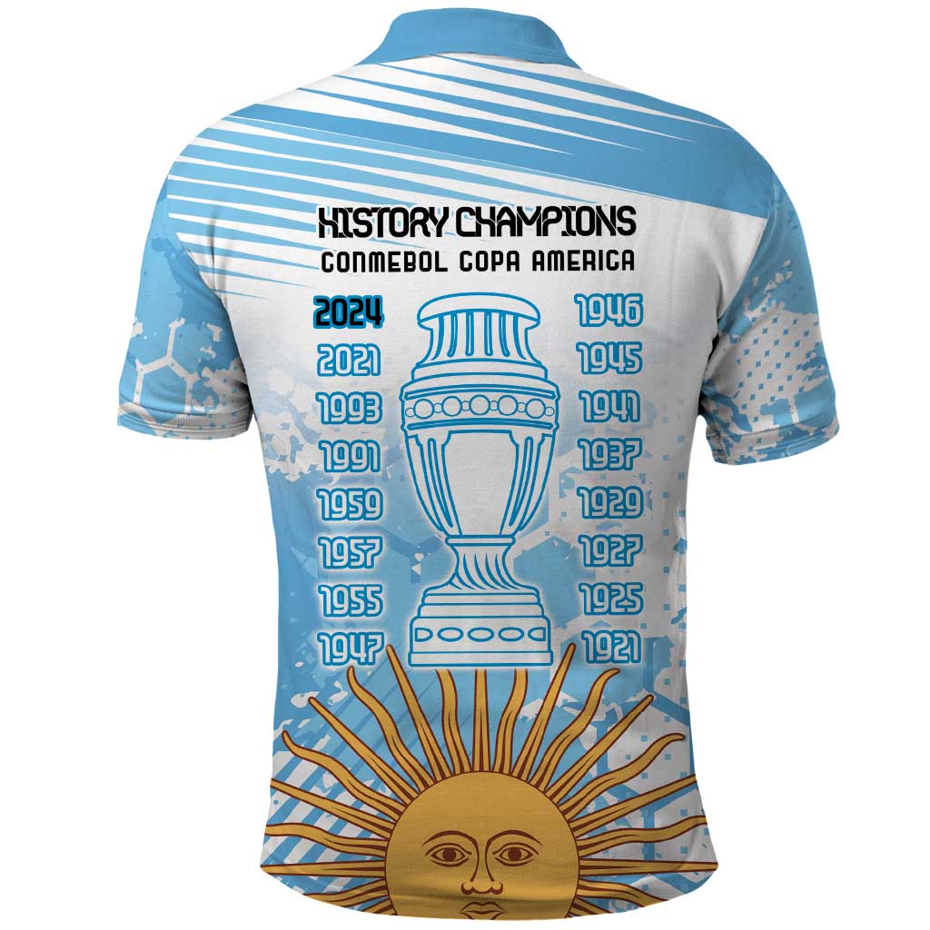 Argentina Football Polo Shirt Campeones De la Historia - Blue Style LT9