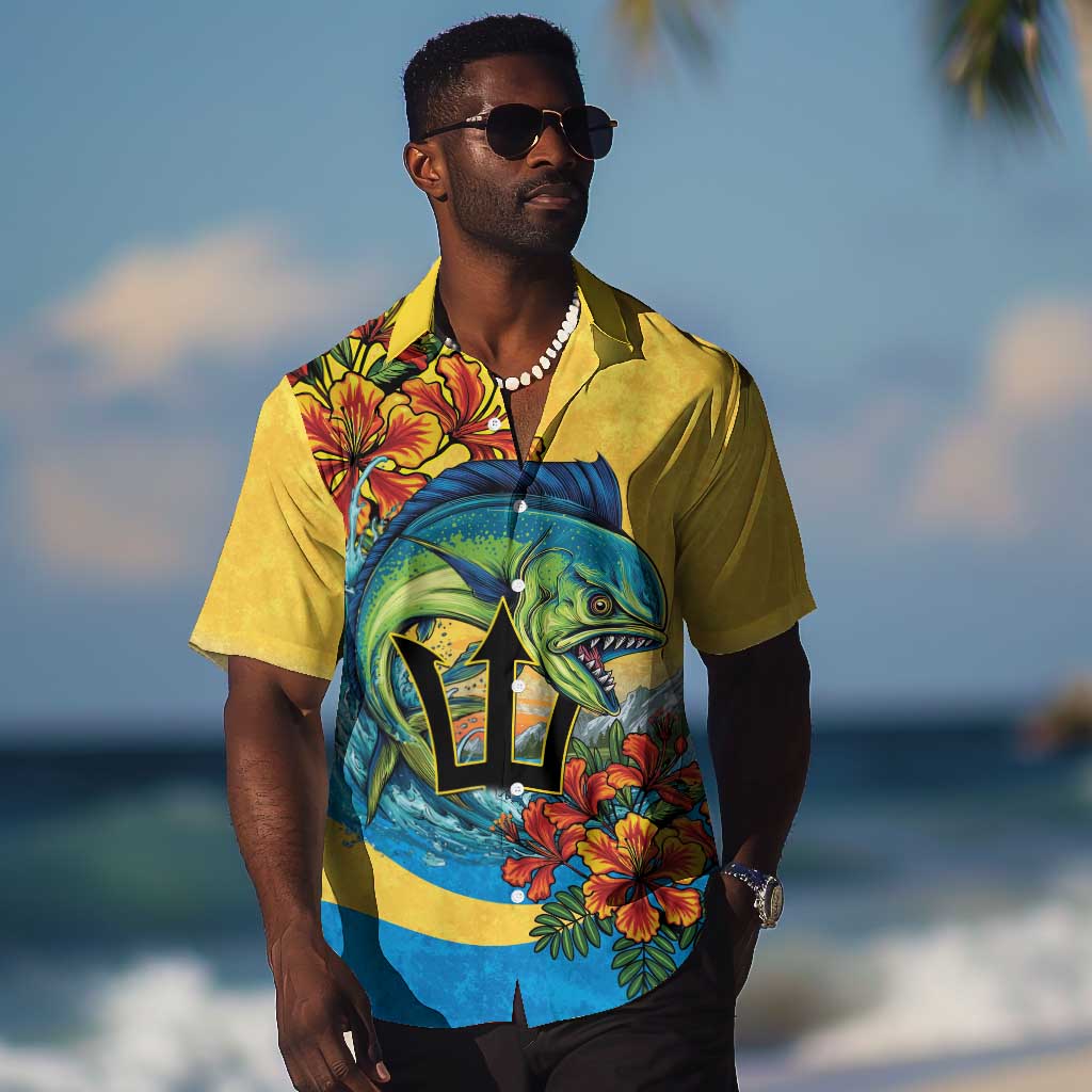 Black Barbadians Mahi-mahi Trident Hawaiian Shirt LT9