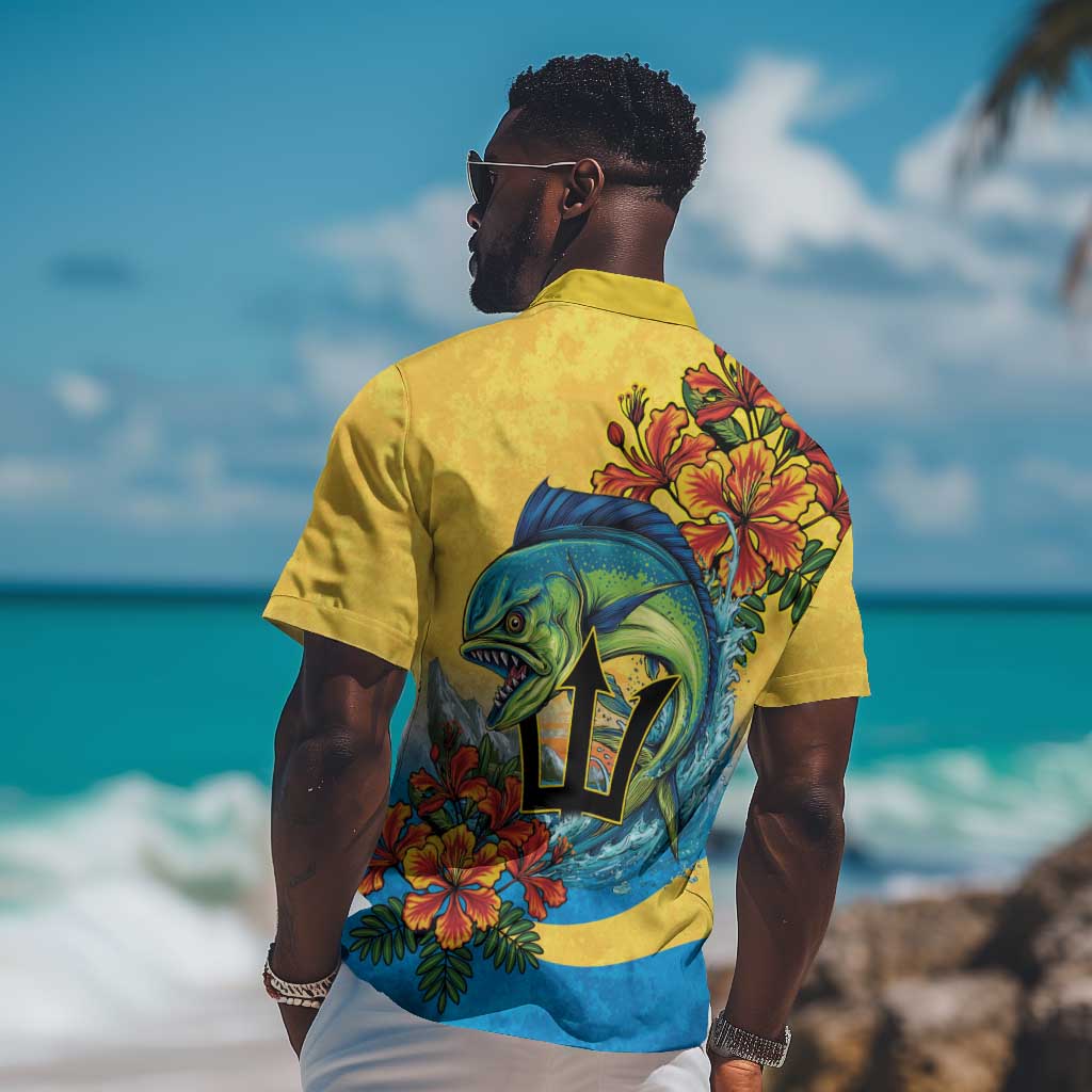 Black Barbadians Mahi-mahi Trident Hawaiian Shirt LT9
