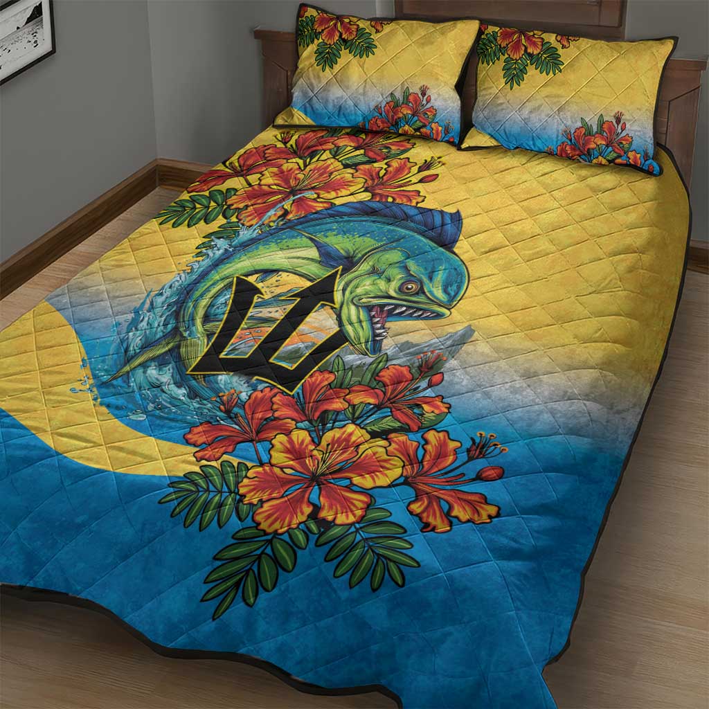 Black Barbadians Mahi-mahi Trident Quilt Bed Set LT9
