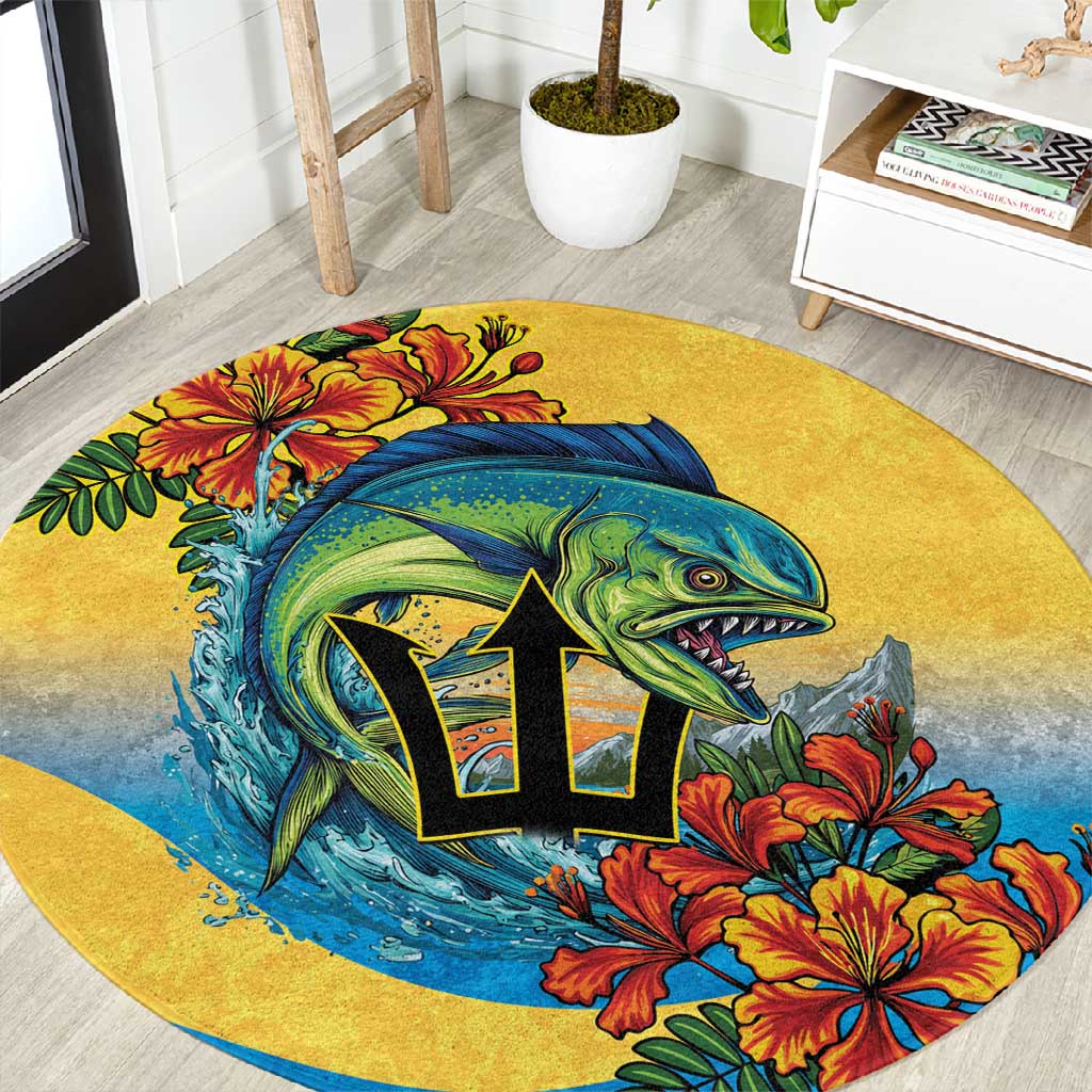 Black Barbadians Mahi-mahi Trident Round Carpet LT9